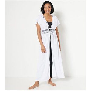 Belle Beach by Kim Gravel Cover Up ~ sz M/L Slub Knit Tie FrontWhite A499680